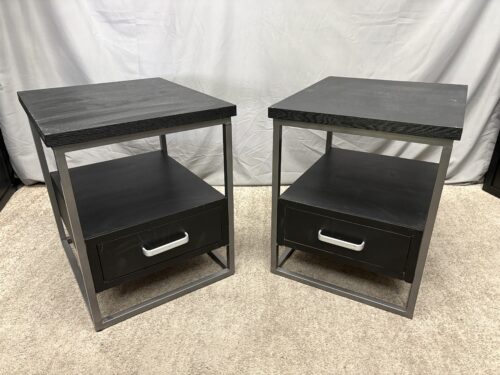 Black Modern Minimalist Single Drawer Open Nightstand (Set of 2)
