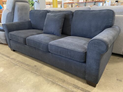 Navy Blue 3-Seat Queen Size Sleeper Sofa W/ Accent Pillow