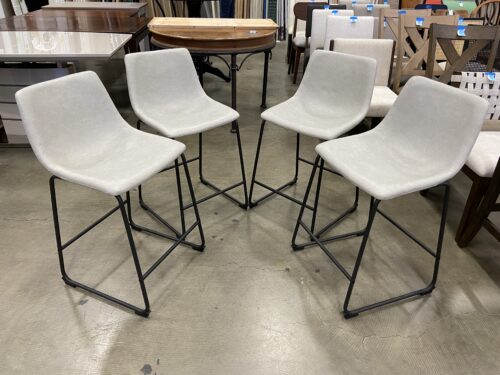 WALKER EDDISON Grey Armless Bar Stools w/ Metal Bases (Set of 4)