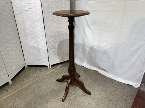 Tall Round Pedestal Table w/ Cherry Inlay