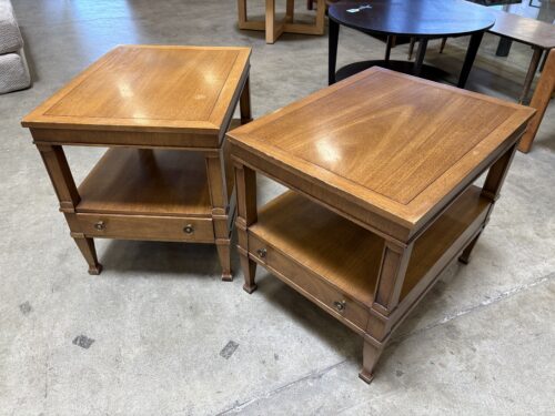 DREXEL Vintage Wooden 2 Tier Nightstand with Drawer (Set of 2)