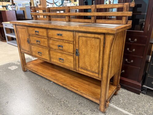 Solid Wood Stone Tile Top Mission Style Buffet