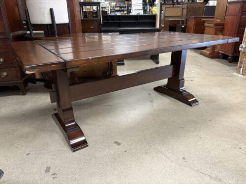 POTTERY BARN Rustic Mahogany Extension Trestle Table