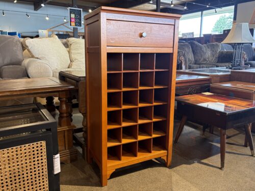 Honey Blonde Single Drawer Wine Storage Tower