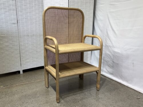 Natural Rattan 2-Tier Nightstand w/ Tall Arched Back