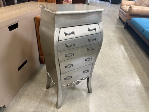 Vintage Silver Painted Wooden Jewelry Cabinet