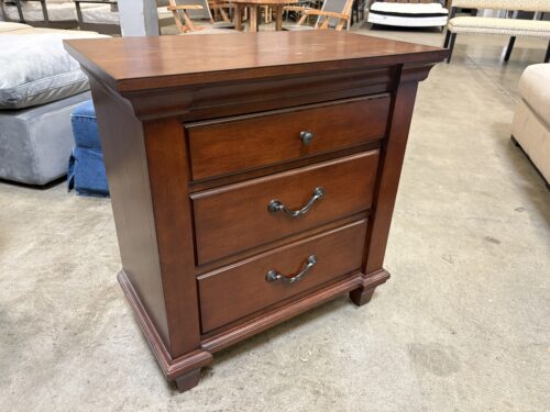 Warm Finish Wooden 3 Drawer Nightstand