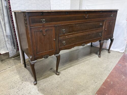 Antique Sideboard with Tall Cabriole Legs and Distinctive Carved Corners