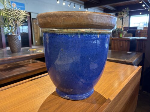 13" Tall Sturdy Two Tone Ceramic Outdoor Planter