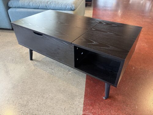 Black Wood Lift Top Coffee Table with Hidden Compartment