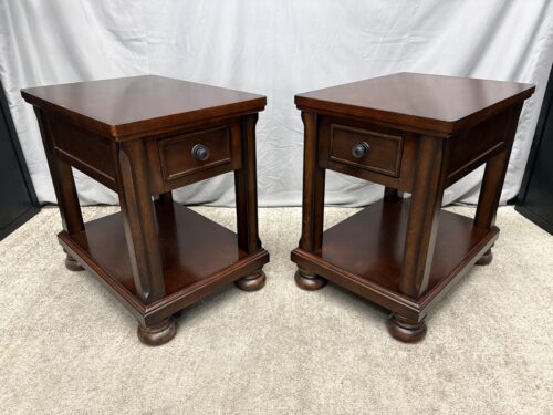 ASHLEY Porter Rustic Brown Chairside End Table (Set of 2)