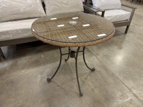 Wicker Outdoor Bistro Table with Glass Top