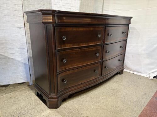 Curved Front 8-Drawer Dresser in Dark Wood Finish
