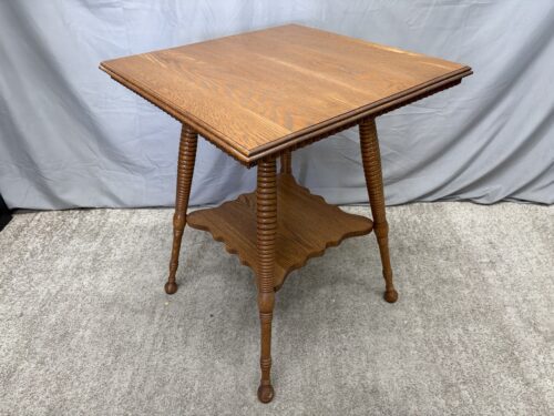 Vintage Victorian 2-Tier Bobbin Leg Square Parlor Table