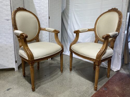Cream Louis XVI Style Chairs (Set of 2)
