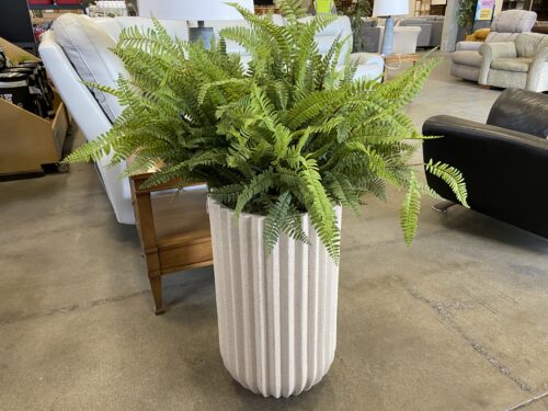 NEARLY NATURAL Artifical Fern Floor Plant in Tall Modern Planter