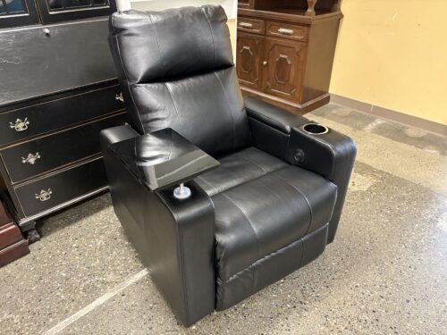 Black Power Reclining Armchair w/ Arm Storage & USB Ports