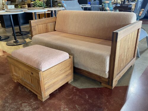 THISENDUP Overnighter Pine Frame Fold-Away Sleeper Sofa & Ottoman