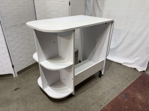 Lydia White Drop Leaf Rolling Crafting Table