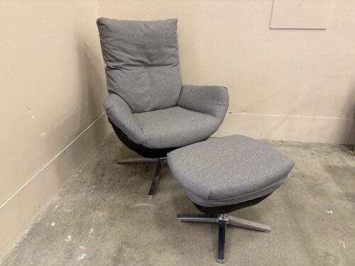 Grey Rocking Lounge Chair with Ottoman