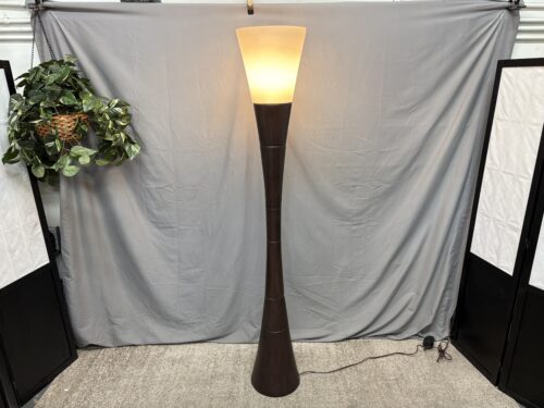 Contemporary Espresso Hourglass Torchiere Floor Lamp