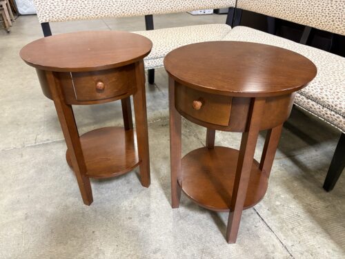 POTTERY BARN Julia Round Mahogany Finished 2 Tier Nightstand (Set of 2)
