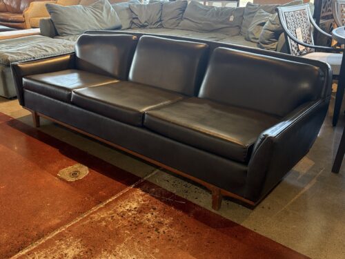 Sleek Low Black Vintage 3-Seater Sofa