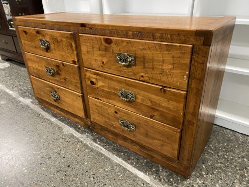 Distressed Ornate 6-Drawer Lowboy Dresser