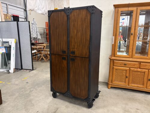 WHALEN Rustic Industrial Style Storage Cabinet with Adjustable Shelves and Heavy Duty Castors