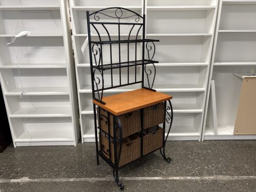 Metal Scrollwork Baker's Rack w/ 4 Wicker Baskets
