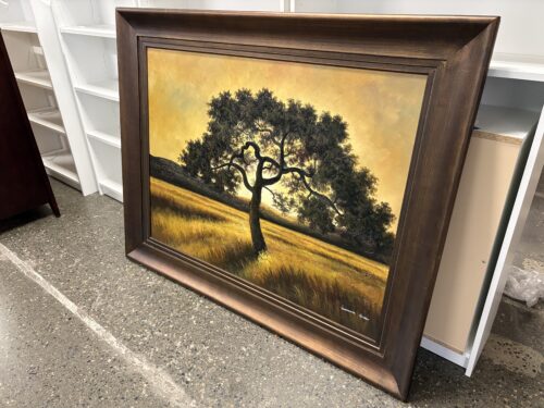 Original Painting of Tree in the Grasslands by Salvatore Gallo in Wood Frame