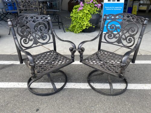 Outdoor Intricate Metal Lattice Swivel Chairs (Set of 2)