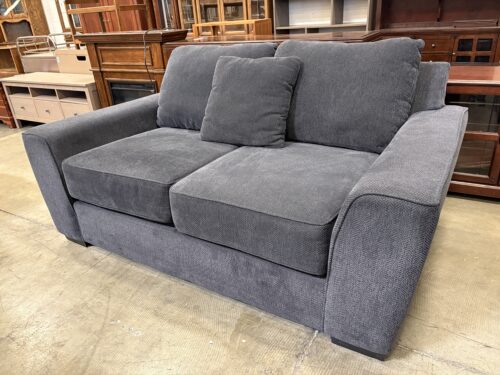 Midnight Blue Herringbone Wide Arm Loveseat