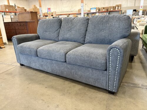 Dark Grey Queen Sized Sleeper Sofa with Nailhead Trim