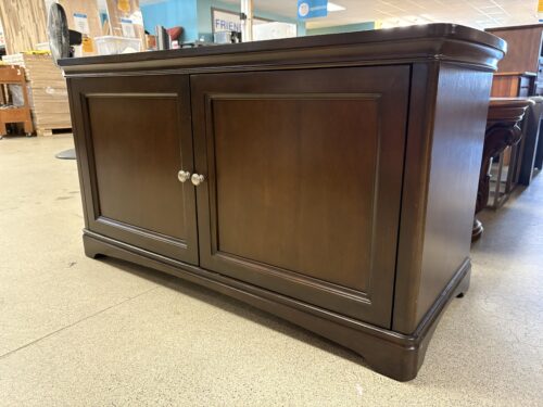 SLAM BRAND Ashlyn Dark Wood TV Console w/ Vented Shelves