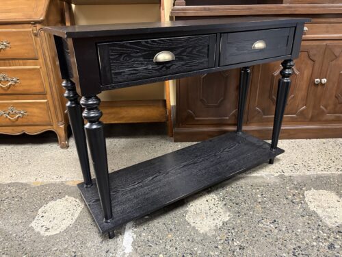 Black Turned Leg 2-Drawer Console Table