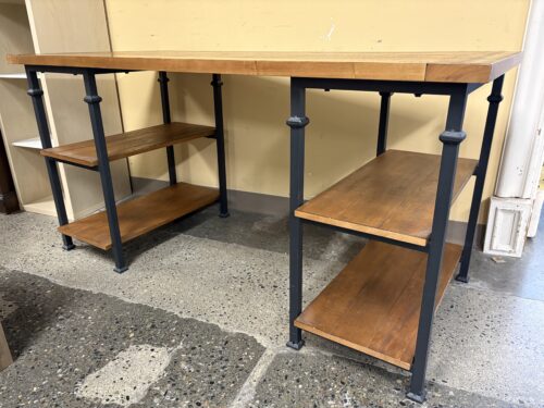 Industrial Planked Executive Desk w/ Lower Storage Shelves