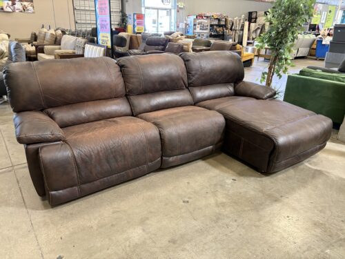 Brown Suede-Like 3 Piece Manually Reclining Sofa with Chaise