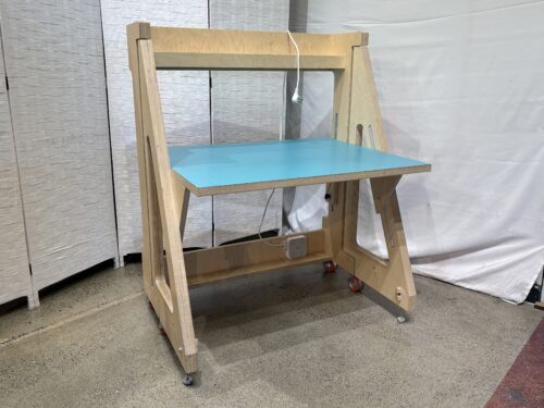 Rolling Fold-Away Student Desk w/ 4-Outlet Power Strip