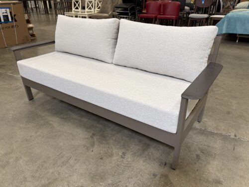 NEW! Pavillion Outdoor Loveseat with Beige Cushions and Metal Base