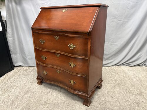 Vintage Mahogany Chippendale 3-Drawer Secretary Desk