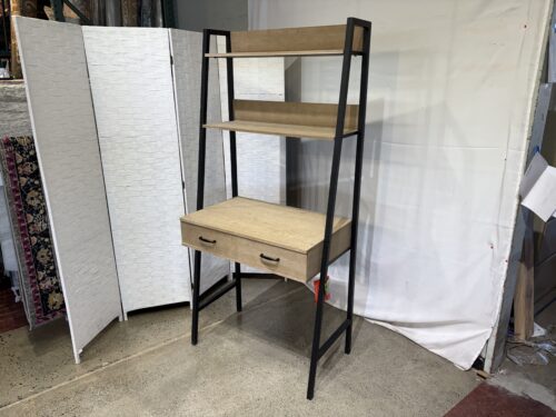 Industrial Style Light Tan Ladder Office Desk with 2-Drawers