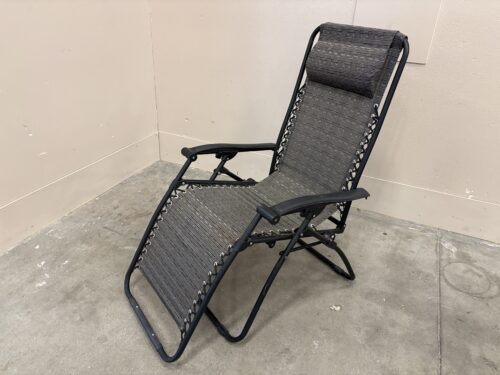 Dark Grey Zero Gravity Folding Outdoor Lounge Chair with Headrest