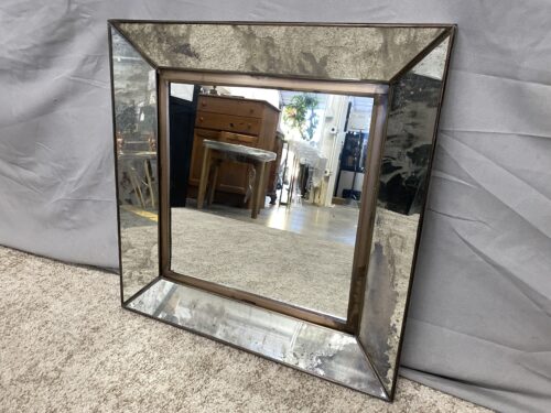 CRATE & BARREL Dubois Square Antiqued Glass & Metal Mirror