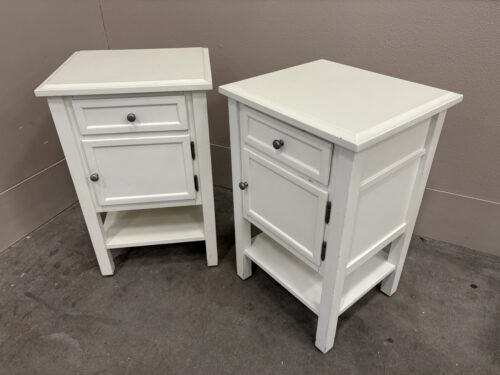 White 2 Tier Single Drawer Nightstand with Bottom Cabinet (Set of 2)