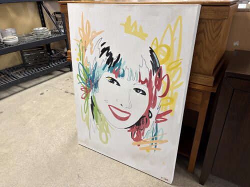 Original Abstract Painting of Smiling Person on Canvas by Tyler