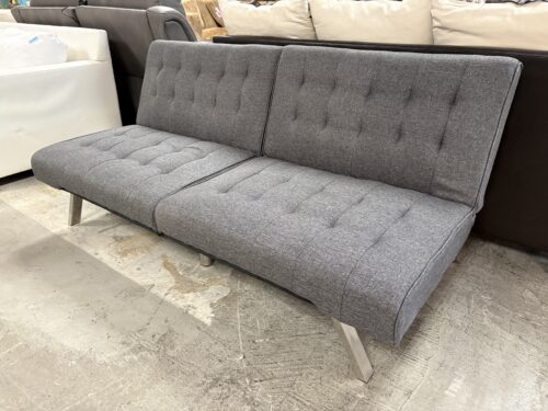 DOREL Stone Grey Tufted Fabric Sleeper Sofa