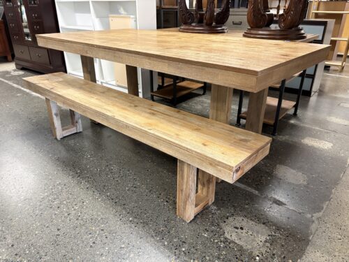 COASTER Light Wood Rustic Rectangular Dining Table & Bench (Set of 2)