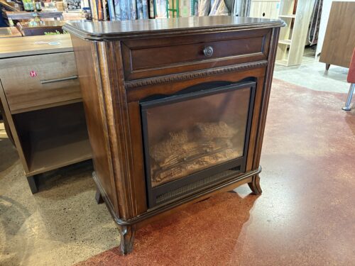 Compact Brown Freestanding Electric Fireplace Mantel