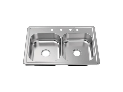NEW! GLACIER BAY 33 in. Drop-In 50/50 Double Bowl 22 Gauge Stainless Steel Kitchen Sink